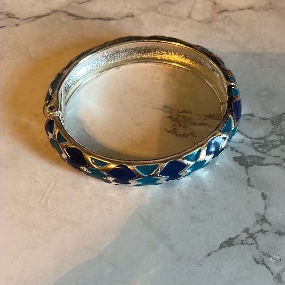 Blue and Silver Women's Bangle Bracelet